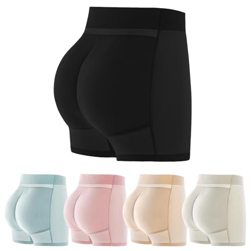 Fjquamitix Damen-Po-Lift-Hose gepolstert atmungsaktiv Po-Lift-Hose gepolsterte Shapewear mit Fake-Po-Lifter Hüftpolster Body Shaper (DE/NL/SE/PL, Alphanumerisch, L, Regular, Regular, Schwarz) von Fjquamitix