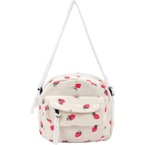 Fjquamitix Erdbeer-Umhängetasche für Damen und Mädchen, niedliche Cord-Handtasche und Umhängetasche mit verstellbarem Riemen, perfektes Geschenk für Mädchen, Frauen oder den täglichen Gebrauch, weiß Fjquamitix Erdbeer-Umhängetasche für Damen und Mädchen, niedliche Cord-Handtasche und Umhängetasche mit verstellbarem Riemen, perfektes Geschenk für Mädchen, Frauen oder den täglichen Gebrauch, weiß von Fjquamitix
