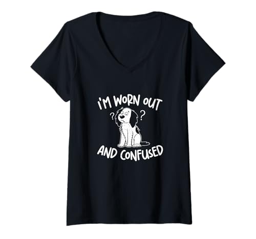 Damen Ich Bin erschöpft und verwirrt, verblüffte, verblüffte Leute T-Shirt mit V-Ausschnitt Damen Ich Bin erschöpft und verwirrt, verblüffte, verblüffte Leute T-Shirt mit V-Ausschnitt von Flabbergast Responsibly