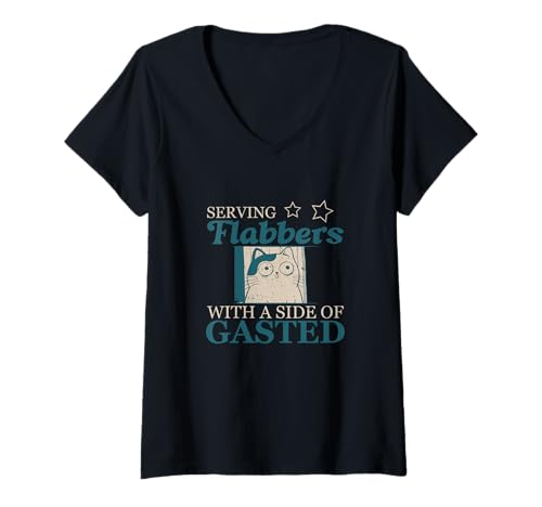 Damen Servieren von Flabbers with A Side of Gasted Flabbergasted People T-Shirt mit V-Ausschnitt Damen Servieren von Flabbers with A Side of Gasted Flabbergasted People T-Shirt mit V-Ausschnitt von Flabbergast Responsibly