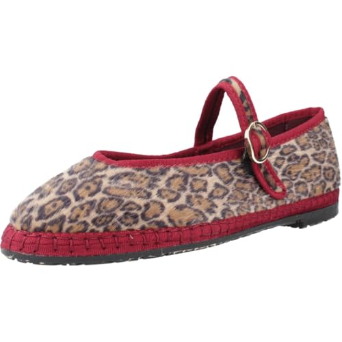 Flabelus Damen Pierre Leopard Mary Jane Flats, Granat, 41 EU von Flabelus