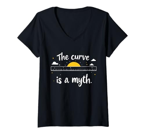 Damen Die Kurve Ist EIN Mythos Flache Erde T-Shirt mit V-Ausschnitt von Flache Erde Gesellschaft Wahrheit Mythos