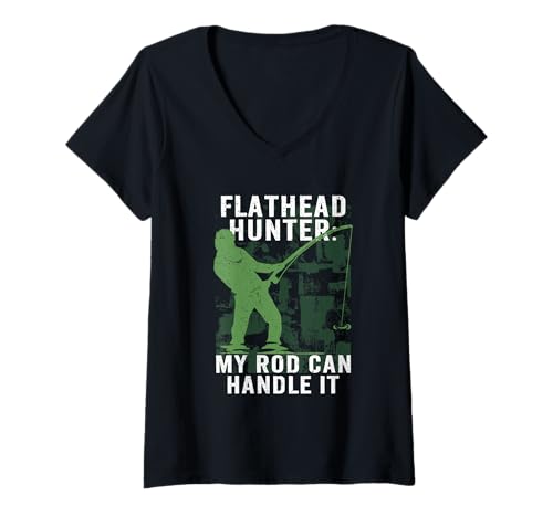 Damen Flachkopfwels Flathead Hunter T-Shirt mit V-Ausschnitt Damen Flachkopfwels Flathead Hunter T-Shirt mit V-Ausschnitt von Flachkopfwels