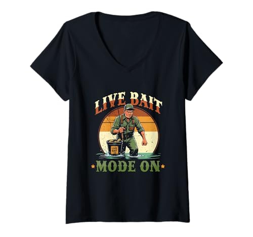 Damen Flachkopfwels Live Bait Mode On T-Shirt mit V-Ausschnitt Damen Flachkopfwels Live Bait Mode On T-Shirt mit V-Ausschnitt von Flachkopfwels