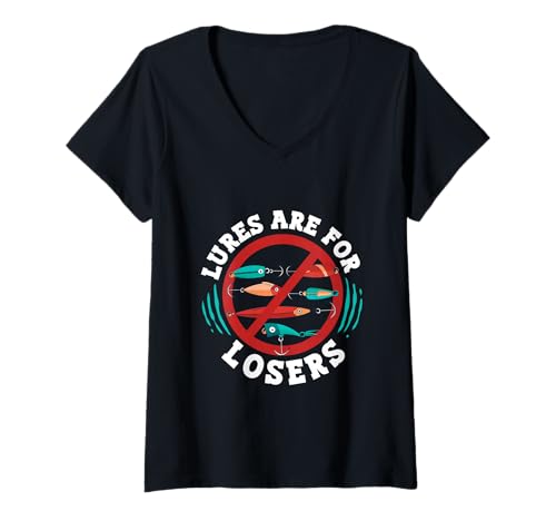 Damen Flachkopfwels Lures Are for Losers T-Shirt mit V-Ausschnitt Damen Flachkopfwels Lures Are for Losers T-Shirt mit V-Ausschnitt von Flachkopfwels