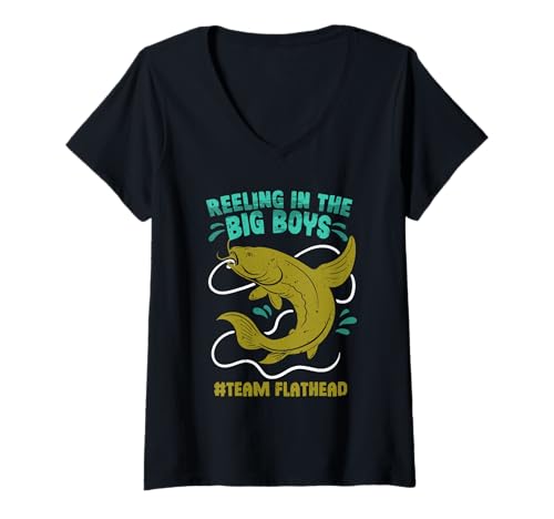 Damen Flachkopfwels Team Flathead T-Shirt mit V-Ausschnitt Damen Flachkopfwels Team Flathead T-Shirt mit V-Ausschnitt von Flachkopfwels