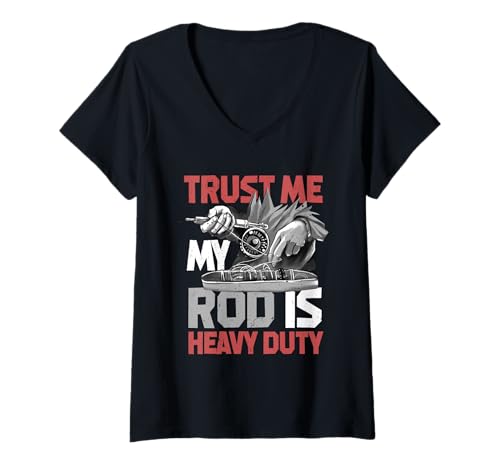 Damen Flachkopfwels Trust Me My Rod is Heavy Duty T-Shirt mit V-Ausschnitt Damen Flachkopfwels Trust Me My Rod is Heavy Duty T-Shirt mit V-Ausschnitt von Flachkopfwels