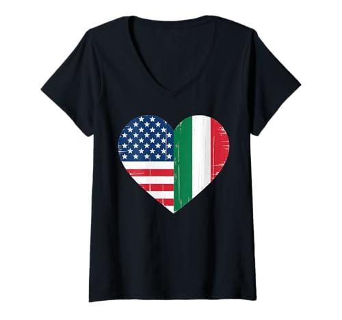 Damen USA Italien Herz - Dual Citizenship T-Shirt mit V-Ausschnitt Damen USA Italien Herz - Dual Citizenship T-Shirt mit V-Ausschnitt von Flag USA Italy Heart - Dual Citizenship