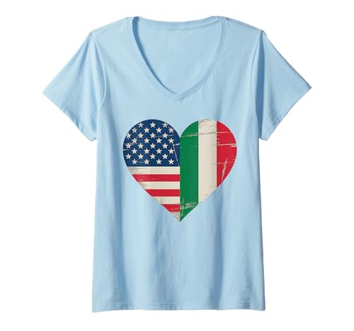 Damen USA Italien Herz - Dual Citizenship T-Shirt mit V-Ausschnitt Damen USA Italien Herz - Dual Citizenship T-Shirt mit V-Ausschnitt von Flag USA Italy Heart - Dual Citizenship