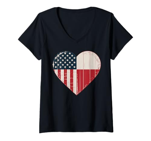 Damen USA Polen Heart - Dual Citizenship T-Shirt mit V-Ausschnitt Damen USA Polen Heart - Dual Citizenship T-Shirt mit V-Ausschnitt von Flag USA Poland Heart - Dual Citizenship