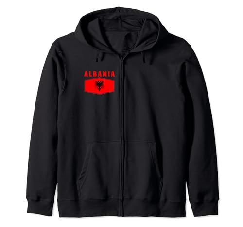 Albanien-Flagge, Retro, albanische Flagge, Herren, Damen, Kinder Kapuzenjacke Albanien-Flagge, Retro, albanische Flagge, Herren, Damen, Kinder Kapuzenjacke von Flag of Albania Albanian Heritage Travel Souvenir