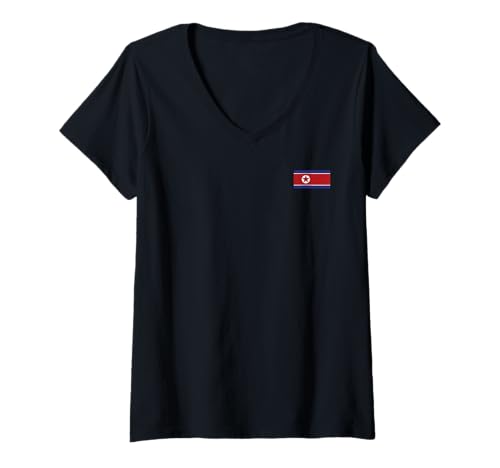 Damen Nordkorea, Nordkoreanisch T-Shirt mit V-Ausschnitt Damen Nordkorea, Nordkoreanisch T-Shirt mit V-Ausschnitt von Flag of North Korea