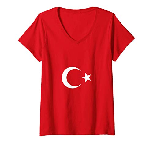Damen Türkei Flagge T-Shirt mit V-Ausschnitt Damen Türkei Flagge T-Shirt mit V-Ausschnitt von Flagge Türkei Istanbul Skyline