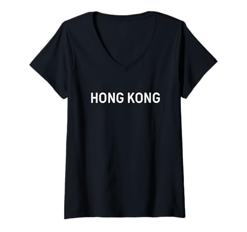 Damen Hongkong T-Shirt mit V-Ausschnitt von Flags Are Fun