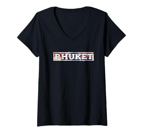 Damen Phuket im Used-Look T-Shirt mit V-Ausschnitt von Flags Are Fun
