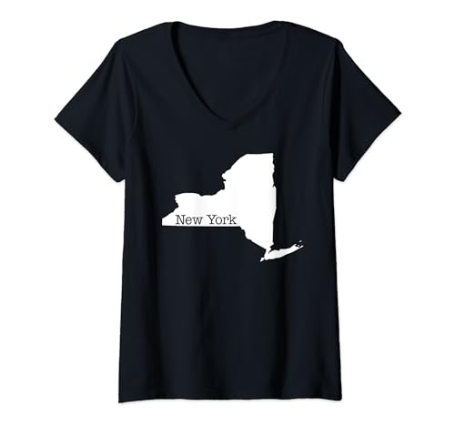 Damen Bundesstaat New York T-Shirt mit V-Ausschnitt von Flags and Symbols