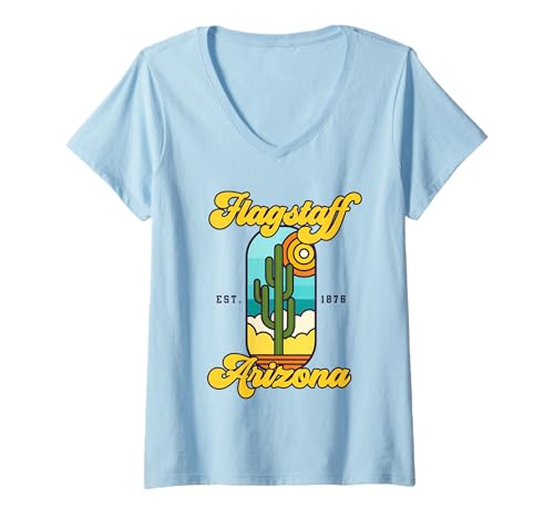 Damen Flagstaff Arizona Heimatstadt Arizona Gifts Arizona Souvenir T-Shirt mit V-Ausschnitt Damen Flagstaff Arizona Heimatstadt Arizona Gifts Arizona Souvenir T-Shirt mit V-Ausschnitt von Flagstaff Arizona