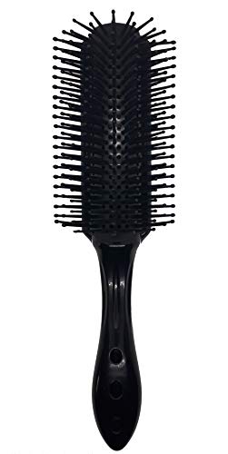 Flair Herren-Haarbürste, 9 Reihen, feste Nylonnadeln, Schwarz von Flair Brush