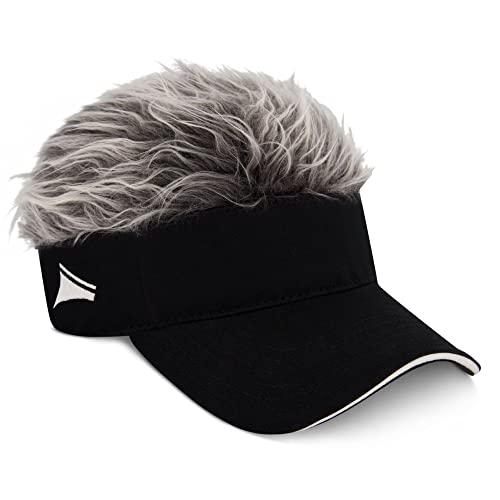 Flair Hair Damen Sun Visor Cap with Fake Hair, Adjustable Baseball Hat Visier, grau/schwarz, Einheitsgröße von Flair Hair