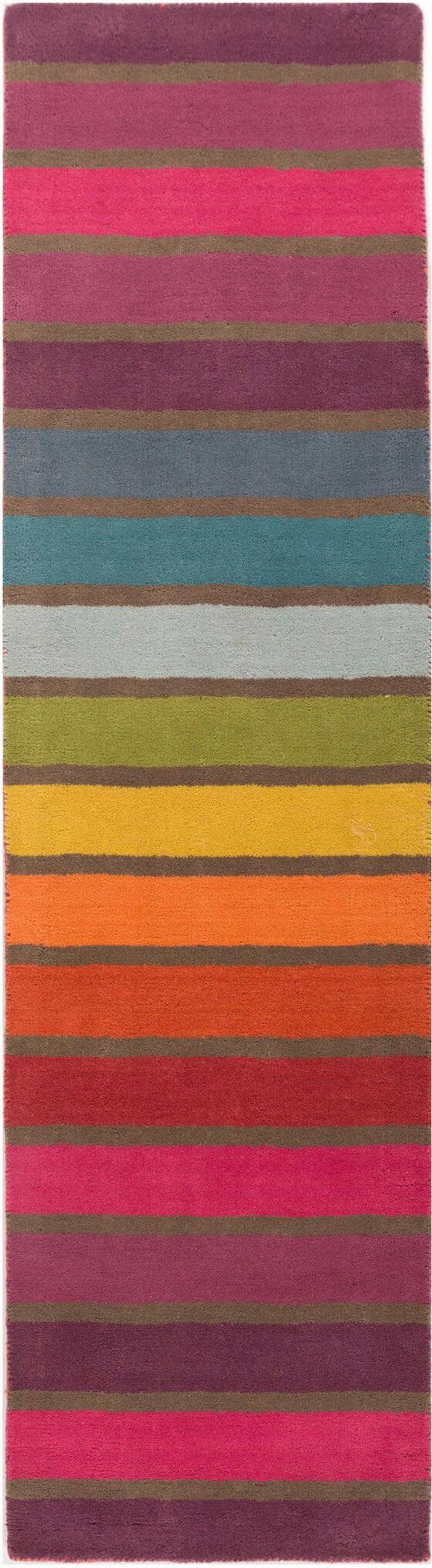 FLAIR RUGS Läufer "Candy" rechteckig 10 mm Höhe aus 100% Wolle, Design mit Streifen, mehrfarbig gemustert,Läufer von Flair Rugs