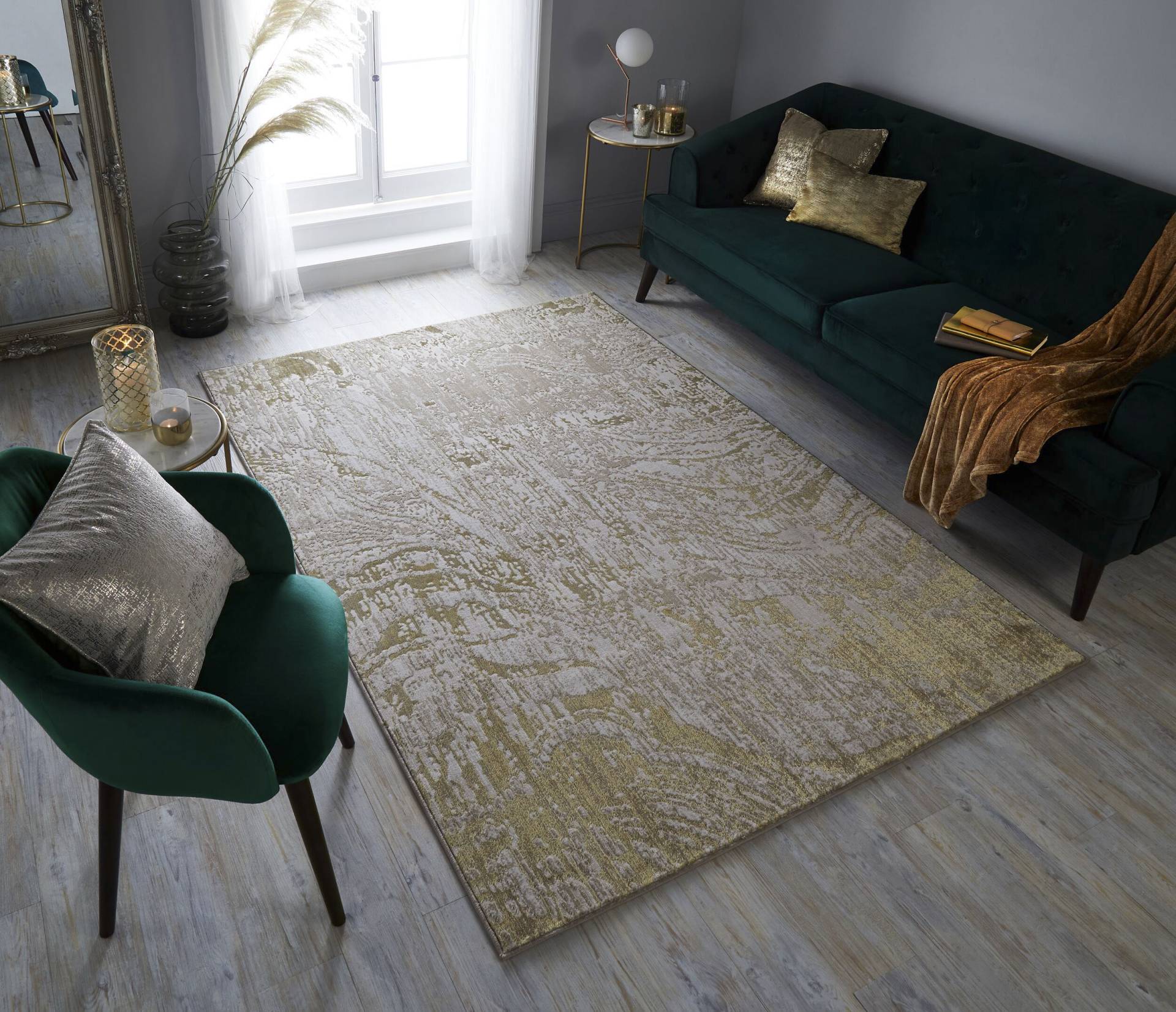 FLAIR RUGS Teppich "Arissa" rechteckig 7 mm Höhe Glanzeffekt, Schrumpf-Garn-Effekt, dichte Qualität, Wohnzimmer von Flair Rugs