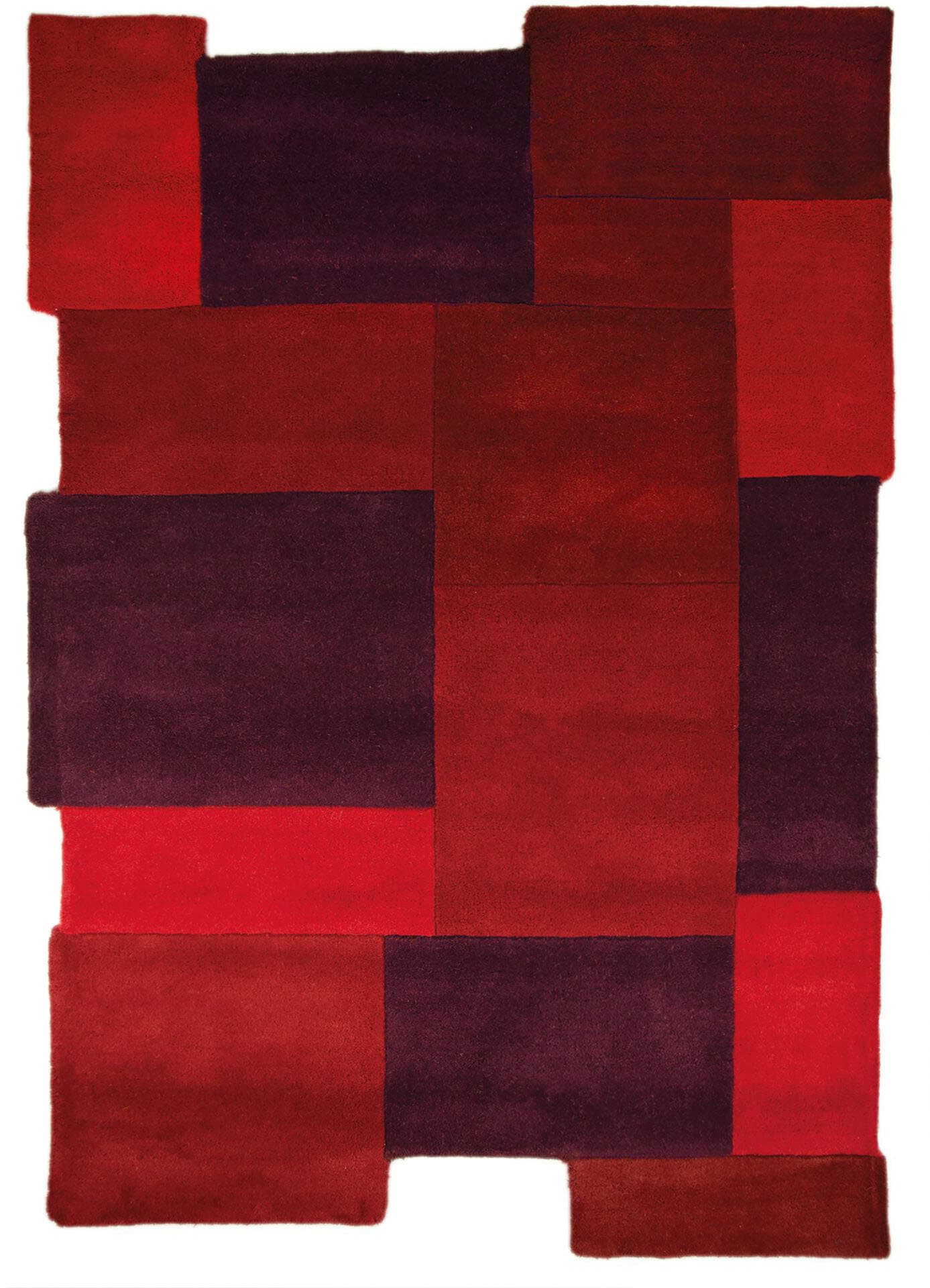 FLAIR RUGS Wollteppich "Abstract Collage", rechteckig, 100% Wolle, Karo Design, Patchwork, modern, mehrfarbig von Flair Rugs