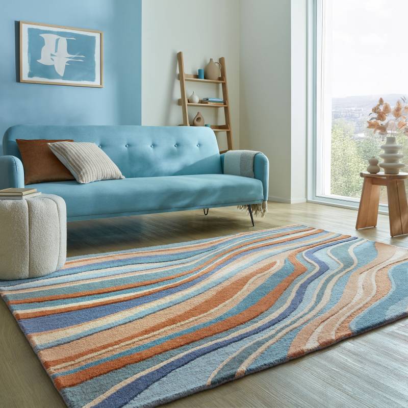 FLAIR RUGS Wollteppich "Abstract Flow handgetuftet" rechteckig 10 mm Höhe Wolle, Teppich, Wohnzimmer, Schlafzimmer, Esszimmer von Flair Rugs