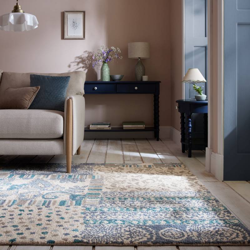 FLAIR RUGS Wollteppich "Eloise Patchwork" rechteckig 8 mm Höhe reine Wolle, handgetuftet, Patchwork Design, Wohnzimmer, Schlafzimmer von Flair Rugs
