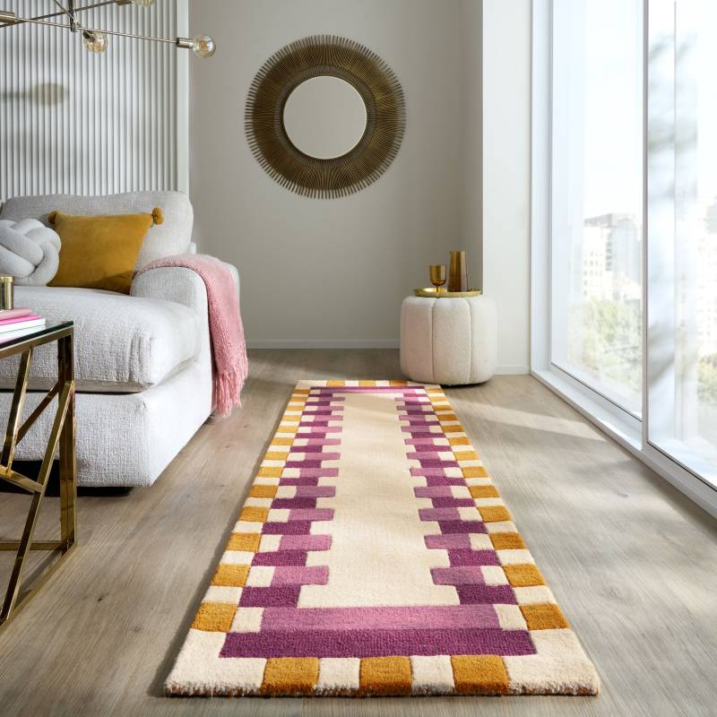 FLAIR RUGS Wollteppich "Kai Wool Border" rechteckig 10 mm Höhe Kai Wool Border Läufer Teppich von Flair Rugs