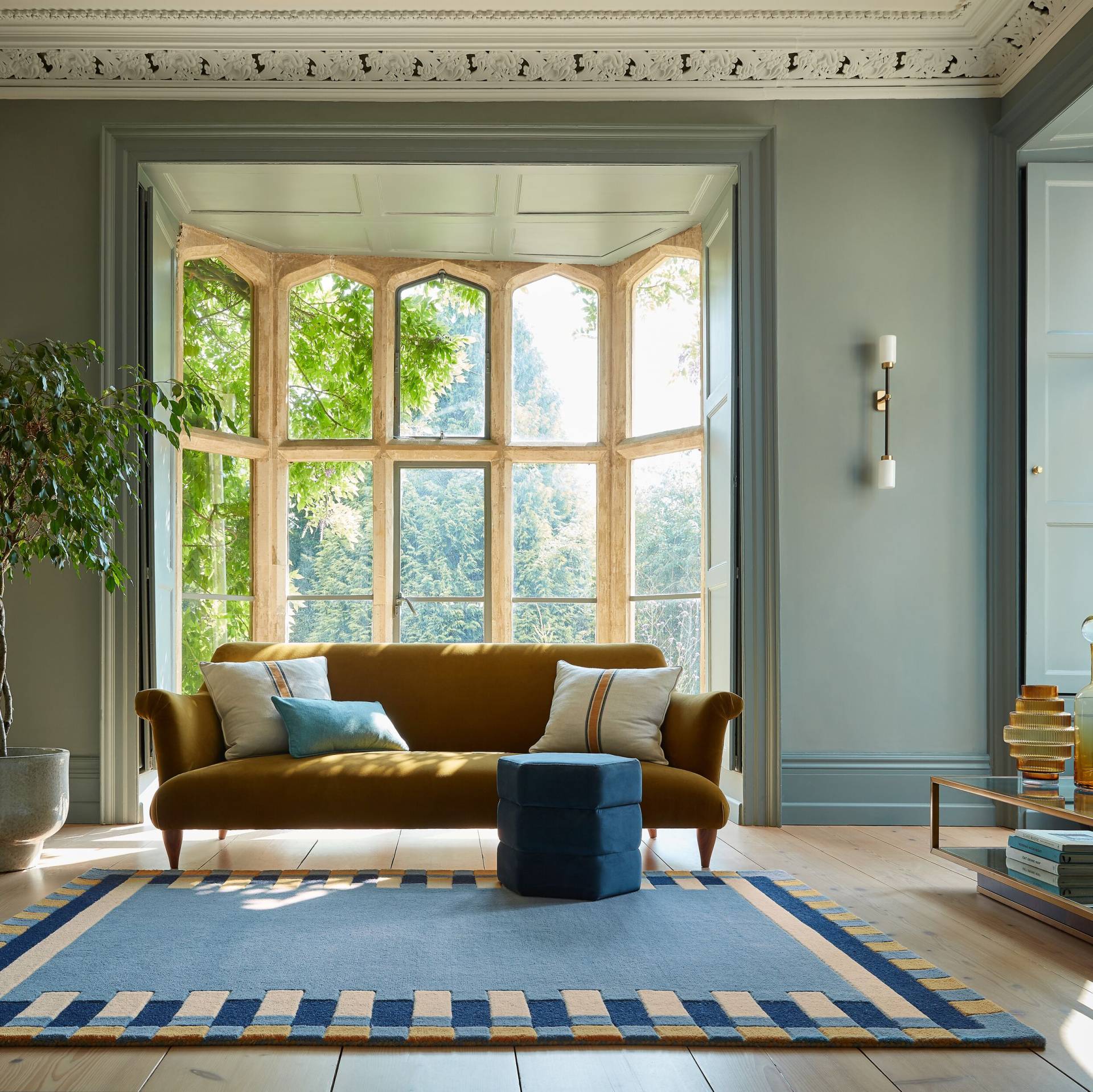 FLAIR RUGS Wollteppich "Kai Wool Border" rechteckig 10 mm Höhe Kai Wool Border Läufer Teppich von Flair Rugs