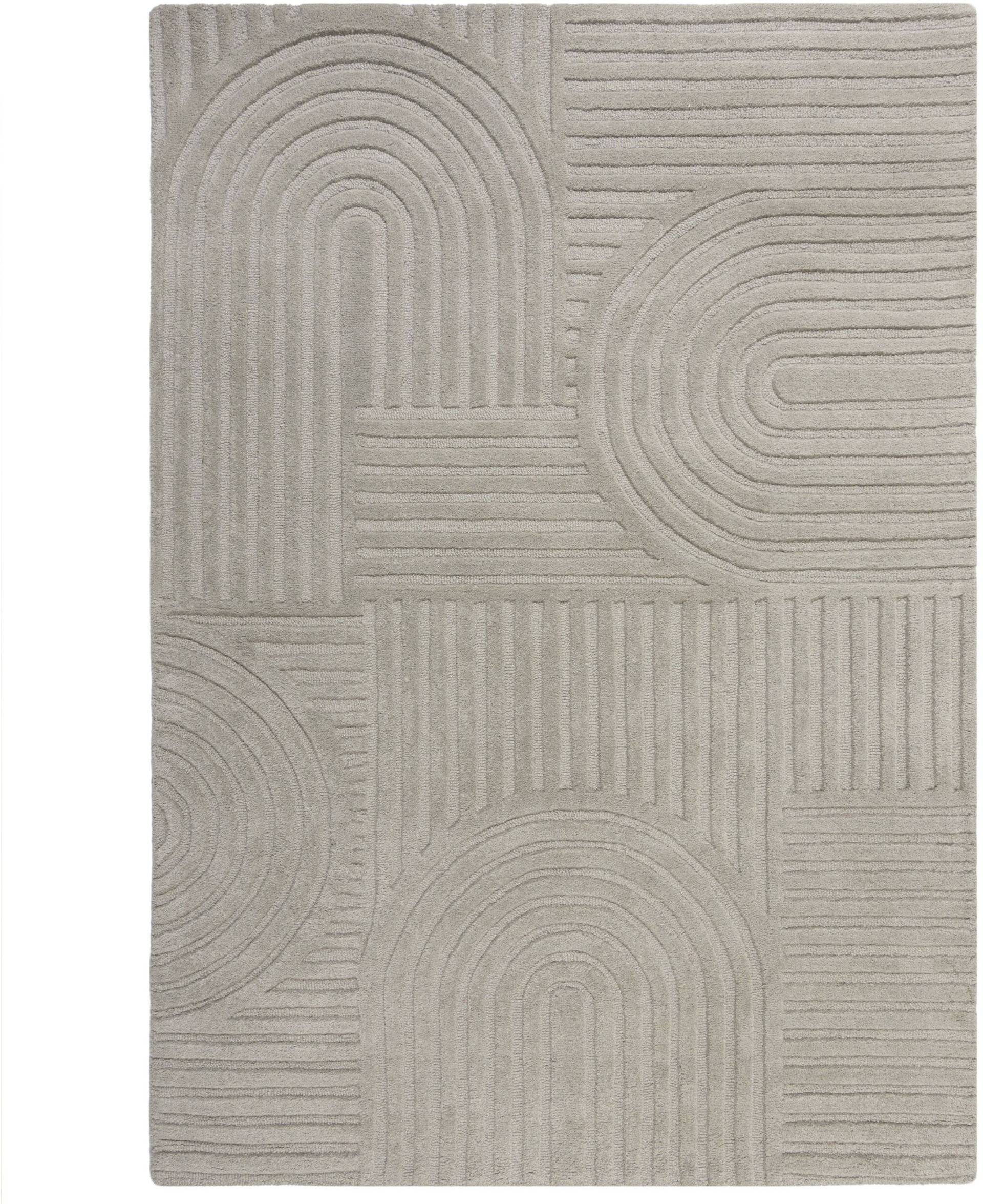 FLAIR RUGS Wollteppich "Zen Garden, modern & mit Linien" 10 mm Höhe 100% Wolle, Hoch-Tief-Effekt, auch als Läufer und in Rund erhältlich von Flair Rugs