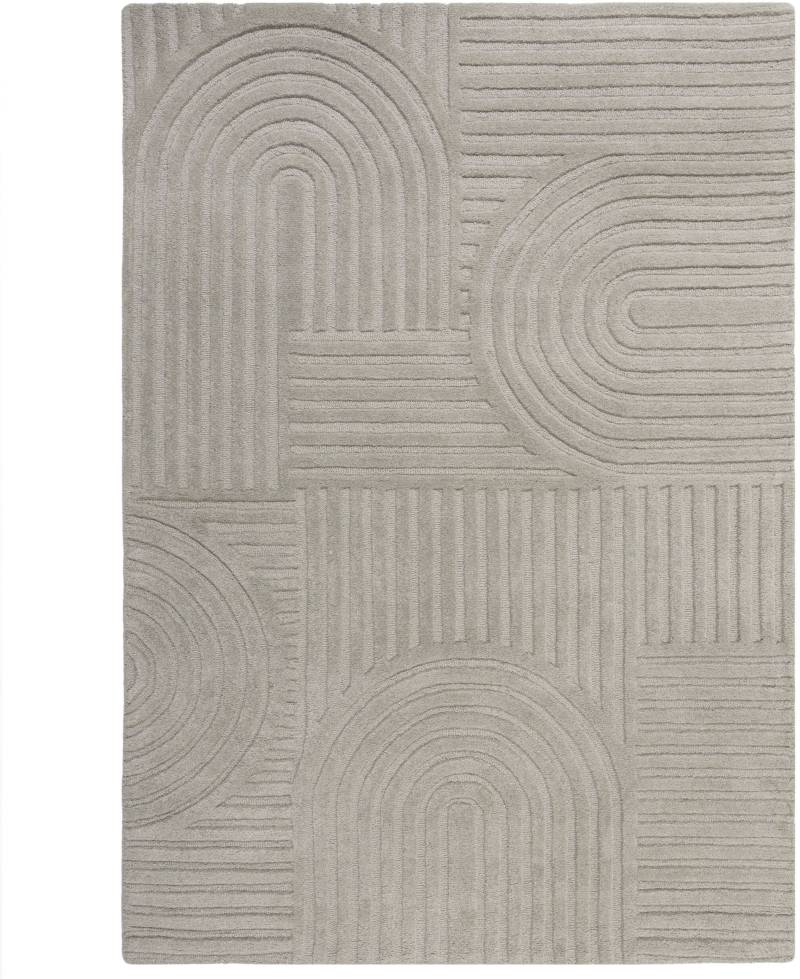 FLAIR RUGS Wollteppich "Zen Garden, modern & mit Linien" 10 mm Höhe 100% Wolle, Hoch-Tief-Effekt, auch als Läufer und in Rund erhältlich von Flair Rugs