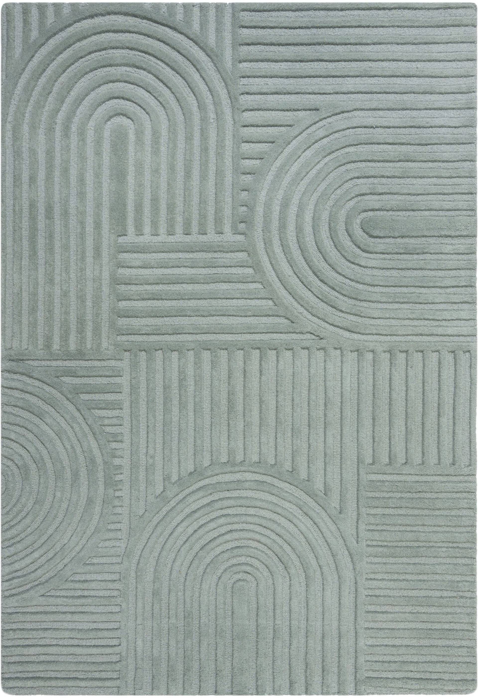 FLAIR RUGS Wollteppich "Zen Garden, modern & mit Linien" 10 mm Höhe 100% Wolle, Hoch-Tief-Effekt, auch als Läufer und in Rund erhältlich von Flair Rugs