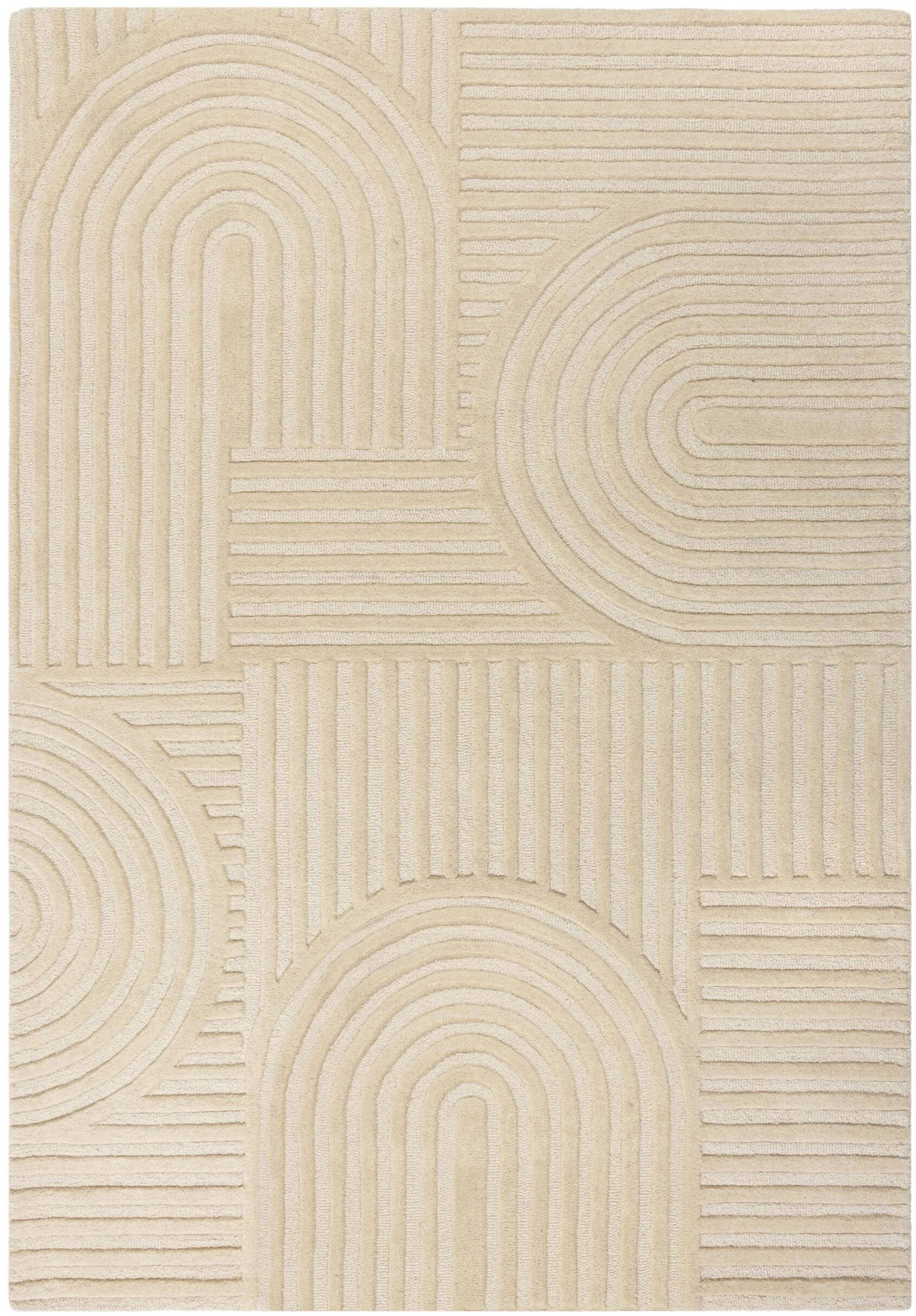 FLAIR RUGS Wollteppich "Zen Garden", 10 mm Höhe, 100% Wolle, Hoch-Tief-Effekt, auch als Läufer und in Rund erhältlich von Flair Rugs