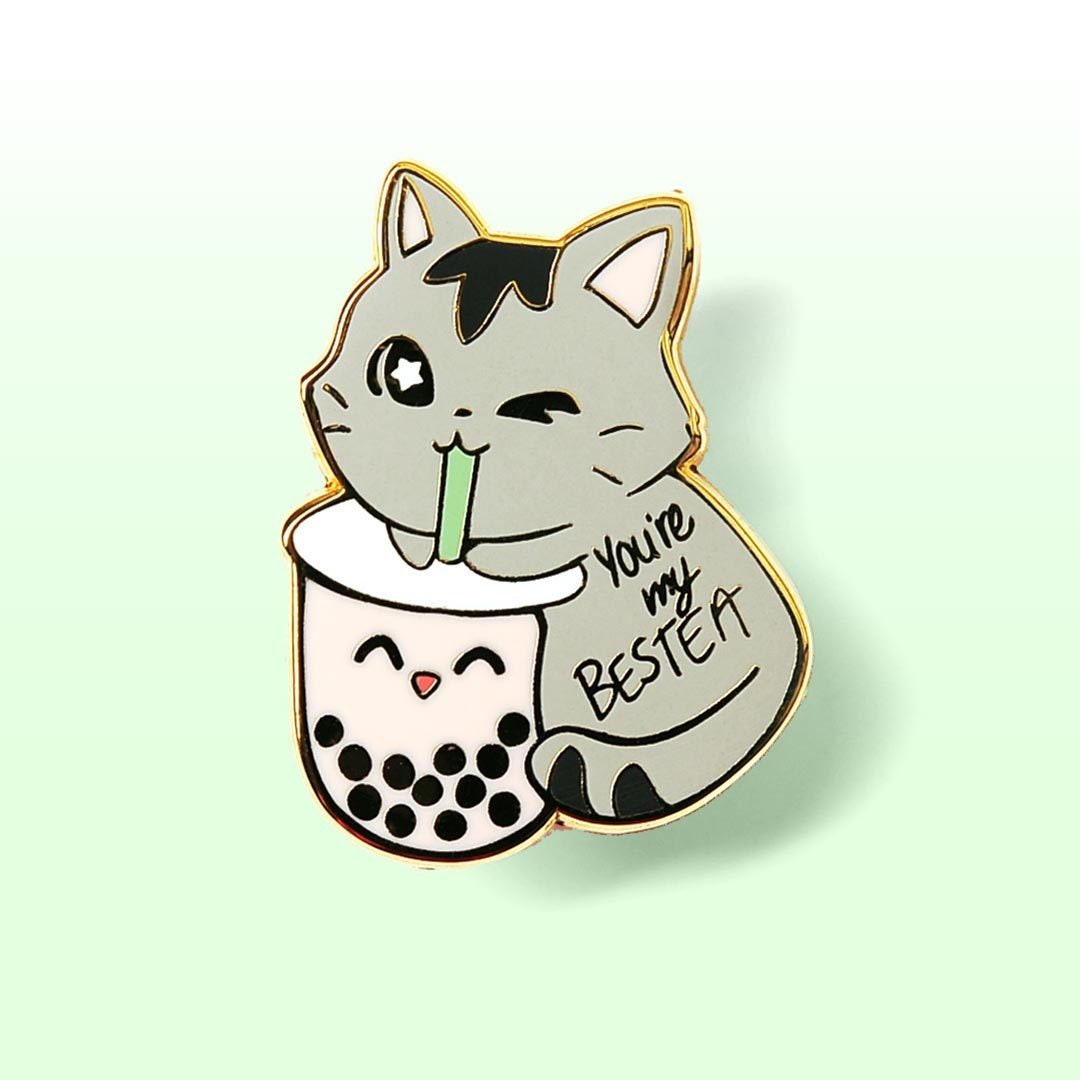 Niedliches Boba Cat Emaille Pin Geschenk Für Den Besten Freund Bubble Tea Harte Keychain Vinyl Aufkleber Du Bist Mein Bestea Ihre Bestie Bff von FlairFighter