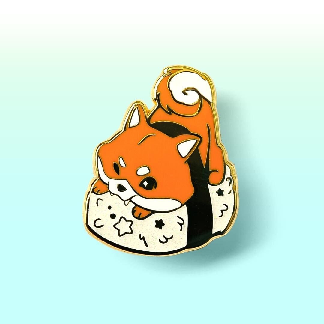 Shiba Inu Sushi Hart Emaille Pin Vergoldet Revers Cute Pins Ita Taschen Rot Creme Schwarz Tan Wasserdicht Vinyl Aufkleber Ostern Geschenkkorb von FlairFighter