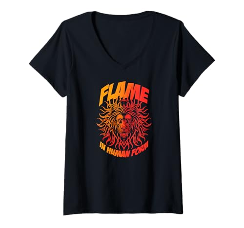 Damen Flame IN Human Form T-Shirt mit V-Ausschnitt Damen Flame IN Human Form T-Shirt mit V-Ausschnitt von Flame Human Form Leo Zodiac Horoscope Astrology