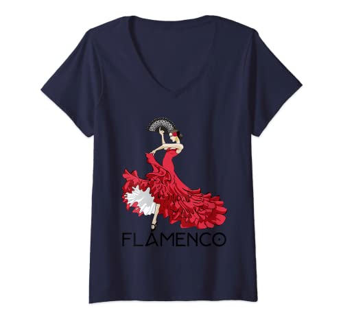 Damen Flamenco Tänzerin 1 - Spanien T-Shirt mit V-Ausschnitt Damen Flamenco Tänzerin 1 - Spanien T-Shirt mit V-Ausschnitt von Flamenco Spezialist – Spanien, Tänzer, Musik