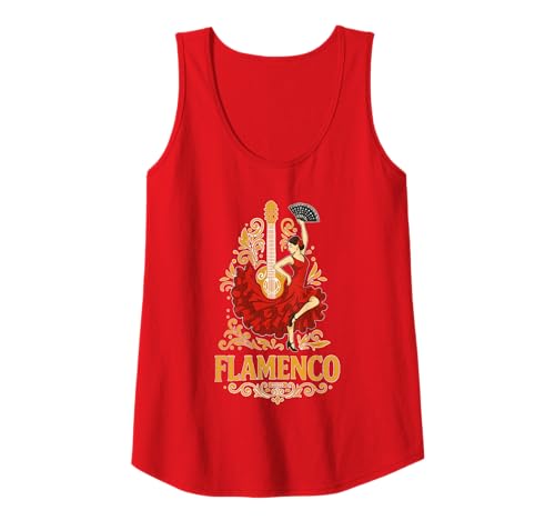 Damen Flamenco-Tänzerin und Gitarre Spanien Rot Tank Top Damen Flamenco-Tänzerin und Gitarre Spanien Rot Tank Top von Flamenco graphics for Spain lovers