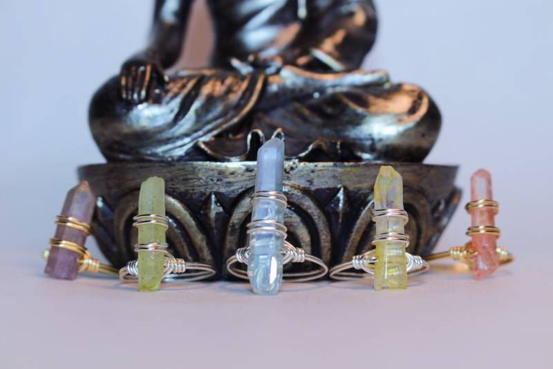 Chakra Kristall Draht-Gewickelt Ringe, Sondergrößen Auf Bestellung, Handgemachter Edelstein Schmuck Chakra Kristall Draht-Gewickelt Ringe, Sondergrößen Auf Bestellung, Handgemachter Edelstein Schmuck von FlameyFairyCrafts