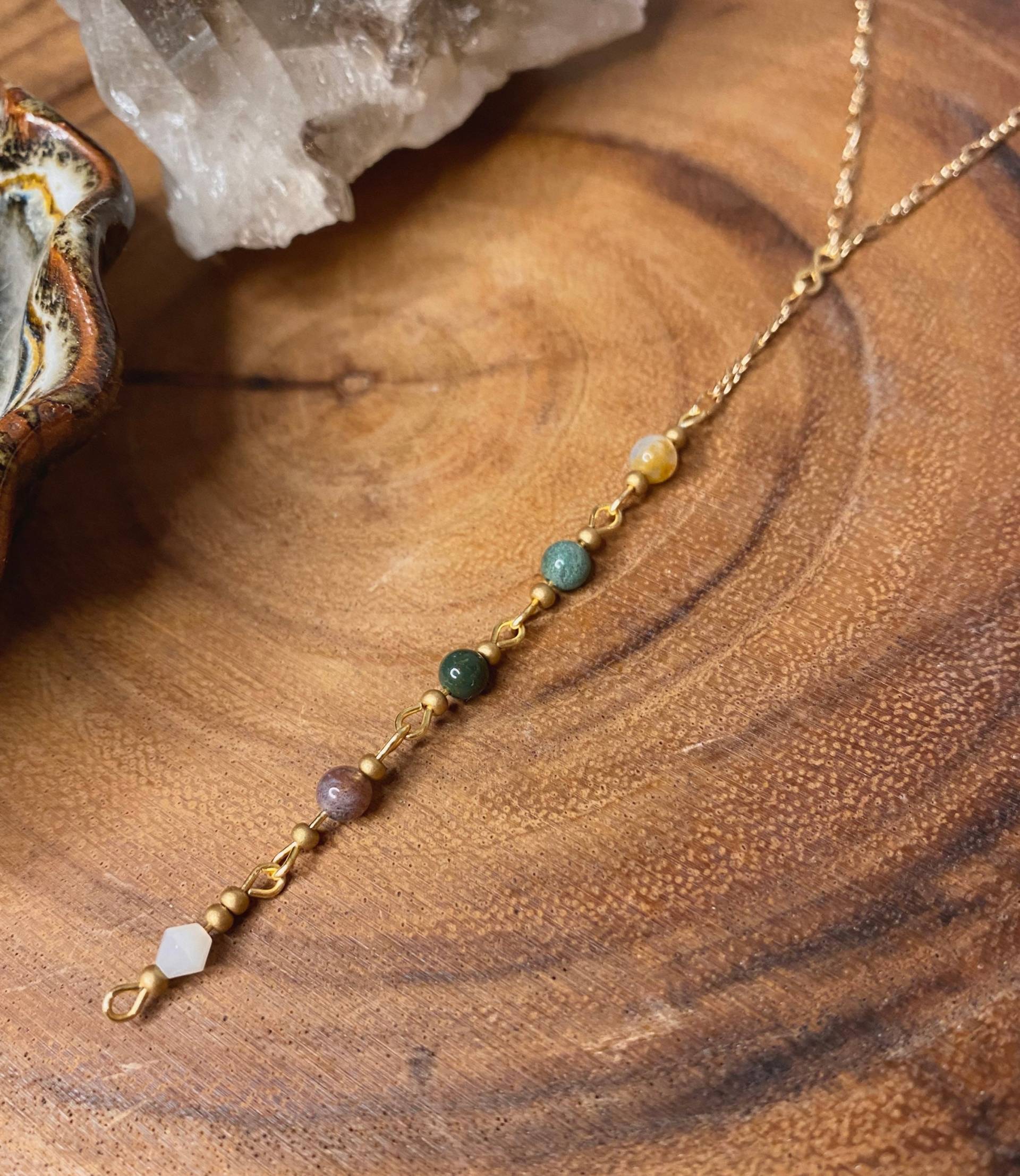 Peace & HealingRunde Ozean Jaspis Und Quarz Kristall Halskette, Handgemachter Edelstein Schmuck Peace & HealingRunde Ozean Jaspis Und Quarz Kristall Halskette, Handgemachter Edelstein Schmuck von FlameyFairyCrafts