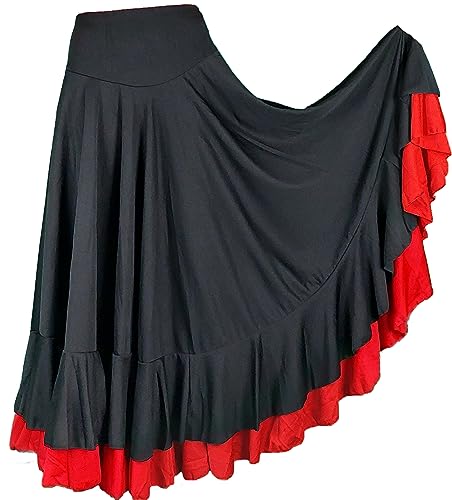 Flamenco-Rock mit 2 Volants, Schwarz , XL von Flamifeel