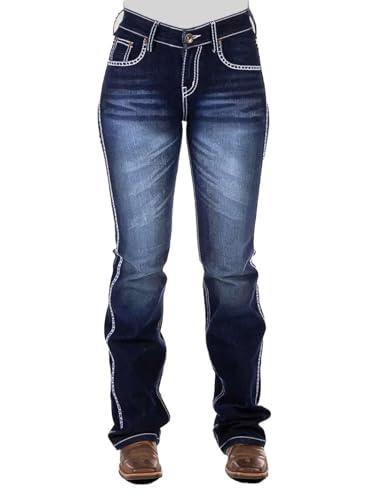 Flamingals Bootcut High Rise Casual Pocket Denim Jeans mit Taschen, Marineblau, X-Groß von Flamingals