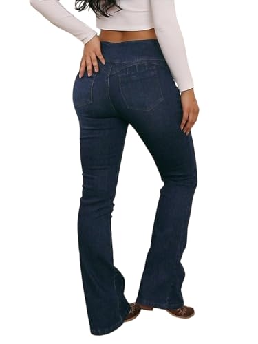 Flamingals Bootcut-Jeans mit hoher Taille, Bauchkontrolle, zum Anheben des Pos, Blau, X-Groß von Flamingals