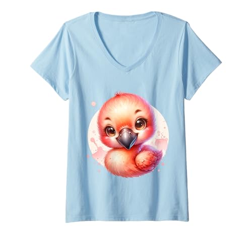 Damen Lustiges Flamingo-Design mit rosa Federn für Kinder T-Shirt mit V-Ausschnitt Damen Lustiges Flamingo-Design mit rosa Federn für Kinder T-Shirt mit V-Ausschnitt von Flamingo Animal Designs for Girls and Women