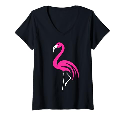 Damen Flamingo-Liebhaber T-Shirt mit V-Ausschnitt Damen Flamingo-Liebhaber T-Shirt mit V-Ausschnitt von Flamingo Apparel Co.