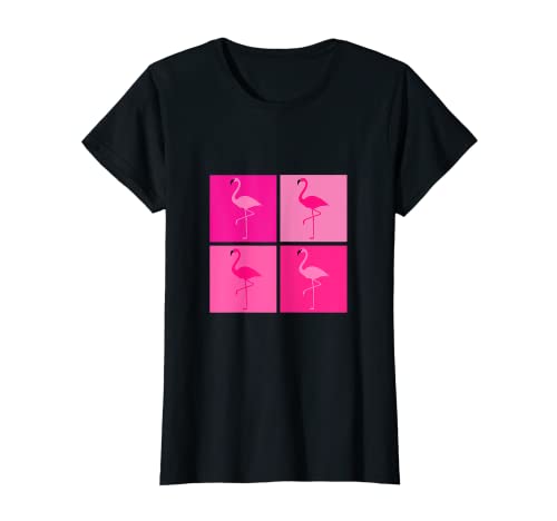 Damen Flamingo Pink Flamingos mit Pinkem Hintergrund T-Shirt Damen Flamingo Pink Flamingos mit Pinkem Hintergrund T-Shirt von Flamingo Aquarell T-Shirts