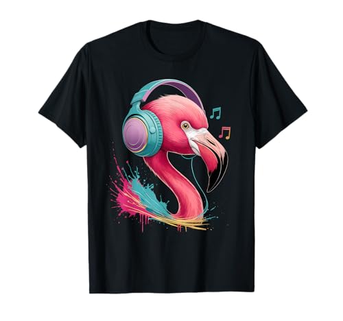 Flamingo DJ Geschenk Mit Kopfhörer Party Konzert Mädchen T-Shirt Flamingo DJ Geschenk Mit Kopfhörer Party Konzert Mädchen T-Shirt von Flamingo DJ Tshirt Frauen Festival Party Feiern