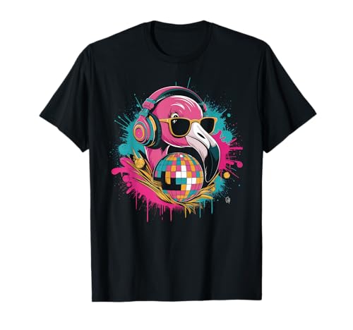 Flamingo DJ Geschenk Mit Kopfhörer Party Konzert Mädchen T-Shirt Flamingo DJ Geschenk Mit Kopfhörer Party Konzert Mädchen T-Shirt von Flamingo DJ Tshirt Frauen Festival Party Feiern