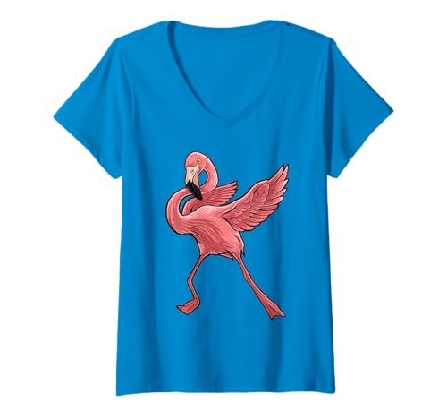 Damen Lustiges Flamingo-Tanz-tropisches Sommerparty-Geschenk T-Shirt mit V-Ausschnitt Damen Lustiges Flamingo-Tanz-tropisches Sommerparty-Geschenk T-Shirt mit V-Ausschnitt von Flamingo Dab Dance Fun Tropical Beachwear